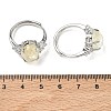 Brass Micro Pave Cubic Zirconia with Synthetic Lemon Quartz Cuff Open Rings RJEW-T035-01P-A-5