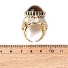 Half Round Natural Tiger Eye Cubic Zirconia Cuff Rings RJEW-M076-01G-03-3