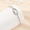 304 Stainless Steel Paperclip Chains Bracelets with Screw Carabiner Lock for Women BJEW-JB14206-2