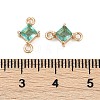 Brass Pave Glass Rhombus Links Connector Charms X1-GLAA-Q088-001B-3