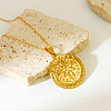 304 Stainless Steel Embossed Flower Coin Pendant Necklaces for Women WGB94A8-02-1