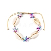 4Pcs 4 Colors Natural Cowrie Shell & Synthetic Turquoise Braided Nylon Bracelets for Women BJEW-JB11535-3