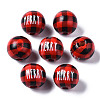 Painted Natural Wood European Beads WOOD-S057-037-1