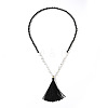 Natural Howlite Beaded Tassel Pendant Necklaces for Men IS6381-2-1