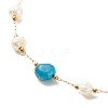 Natural Apatite & Pearl Beaded Anklet AJEW-AN00500-04-4
