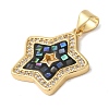 Star Rack Plating Brass Cubic Zirconia Pendants KK-K385-050G-3