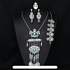 Oval Alloy with Resin Pendant Necklace & Stud Dangle Earring & Link Bracelet & Ring FS-WGB1F06-04-1