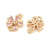 Brass Pave Pink Cubic Zirconia Connector Charms CU-CBAA6E8-01G-2