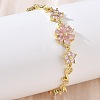 Brass Micro Pave Cubic Zirconia Link Chain Bracelets for Women BJEW-C156-04D-03G-1