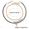 Stainless Steel Religion Cross Pendant Natural Gemstone Rondelle Beaded Double Layer Necklaces for Women PO2692-1-4