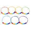 7 Colors Eco-Friendly Korean Waxed Polyester Cord with Natural & Dyed Malaysia Jade Beaded Adjustable Bracelets BJEW-TAC0035-3