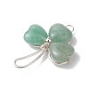 Natural Green Aventurine Shamrock Pendants PALLOY-JF02785-02-3