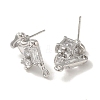 Brass with Clear Cubic Zirconia Stud Earring Findings KK-G499-06P-2