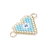 Glass Seed Beaded Evil Eye Heart Links Connector Charms PALLOY-MZ01048-4