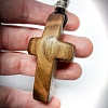 Walnut Heart Cross Pendant Keychain PW-WG3A405-01-4