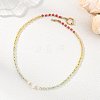 Gradient Color Gemstone & Natural Cultured Freshwater Pearl Beaded Necklaces NJEW-JN06316-03-1