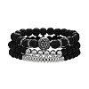 Fashionable retro black matte bracelet set with crown BO9372-2-1