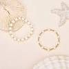2Pcs 2 Styles ABS Plastic Imitation Pearl & Shell Pearl & Brass Beads Bracelets BJEW-SW01606-4