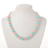 Glass Pearl Round Beads Necklaces NJEW-JN00760-03-3
