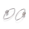 Brass Micro Pave Cubic Zirconia Screw Carabiner Lock Charms ZIRC-I031-19P-2