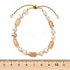 Adjustable Natural Sunstone & Cultured Freshwater Pearls Beads  Slider Bracelets for Women BJEW-JB14030-02-3
