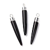 Natural Black Onyx Brass Pointed Pendants G-B025-02P-08-1