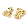 Rack Plating Brass Clear & Black Cubic Zirconia Bear Connector Charms KK-C084-15B-G-2