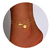 Brass Sideways Cross Link Anklets with Flat Round Initial Charms FS-WG12DAA-16-1