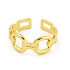 304 Stainless Steel Oval Link Chain Open Cuff Rings for Women RJEW-G321-03G-2