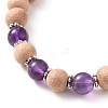 Round Natural Amethyst Beaded Stretch Bracelets BJEW-JB05607-02-2