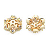 Brass Micro Pave Clear Cubic Zirconia Fancy Bead Caps KK-N259-01-1