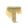 Letter Brass Micro Pave Clear Cubic Zirconia Open Cuff Ring for Women RJEW-N046-03T-G-2