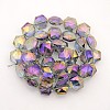 Hexagon Electroplate Full Rainbow Plated Glass Beads Strands EGLA-P015-F06-1