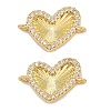 Brass Pave Cubic Zirconia Connector Charms KK-L251-13G-1
