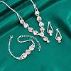 Teardrop Brass Rhinestone Necklaces & Link Bracelets & Stud Earring Sets FS-WGE0FD5-02-2