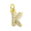 Letter Brass Micro Pave Clear Cubic Zirconia Pendants KK-K354-06G-K-1