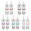 Alloy with Synthetic Howlite & Natural Mixed Stone Dangle Earrings EJEW-JE06067-1