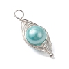 Copper Wire Wrapped Shell Pearl Pendants PALLOY-JF03115-02-4