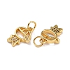Brass Micro Pave Clear Cubic Zirconia Charms ZIRC-A021-51G-2