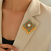 Bohemian Style Rhombus with Butterfly Alloy Plastic Pearl Brooches for Backpack Clothes TA3973-4