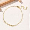 Brass Micro Pave Clear Cubic Zirconia Rectangle Link Bracelets KK-CBA6980-15G-1