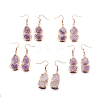 Natural Amethyst Dangle Earrings EJEW-F092-02RG-3