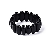 Oval Natural Agate Beaded Stretch Bracelets for Women Men G-Q601-23A-3