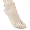 Brass & Glass Beaded Flower Link Chains Anklets AJEW-AN00730-3