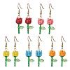 Grade A Round Glass Seed Beads Flower Dangle Earrings EJEW-MZ00451-2