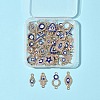 36Pcs 18 Styles Alloy Blue Enamel Connector Charms ENAM-FS0002-97-7