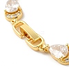 Glass Teardrop with Cubic Zirconia Link Chain Bracelet BJEW-M296-04G-4