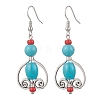 3 Pairs Tibetan Style Alloy Synthetic Turquoise Dangle Earrings EJEW-JE06575-3