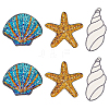 6Pcs 3 Style Beach Theme Glitter Cloth Patches PATC-FG0001-18-1