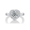 Rhodium Plated 925 Sterling Silver Pave 6.5x3.9mm Moissanite Adjustable Rings for Women WG1784E-01-4